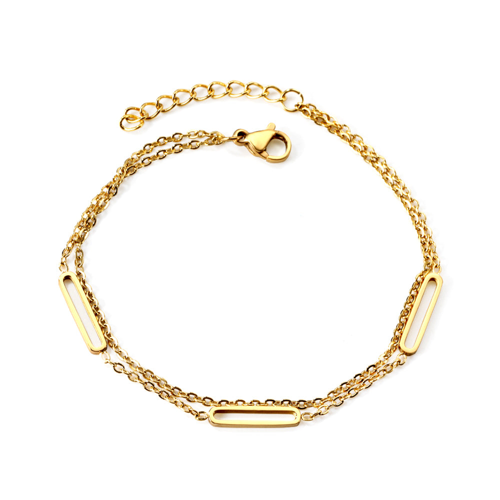 Gold Double-Layered Bar Bracelet