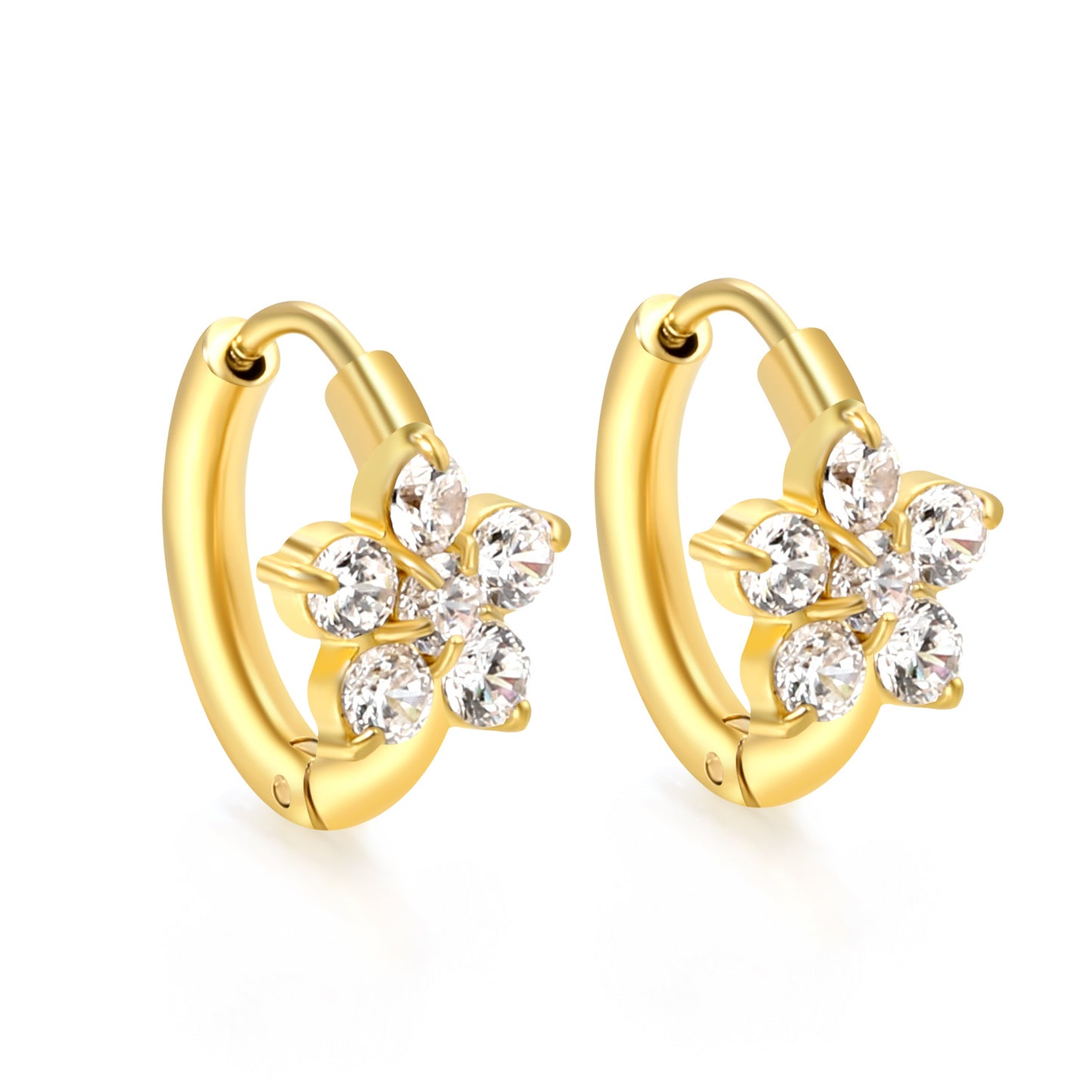 Cubic Zirconia Flower Huggies