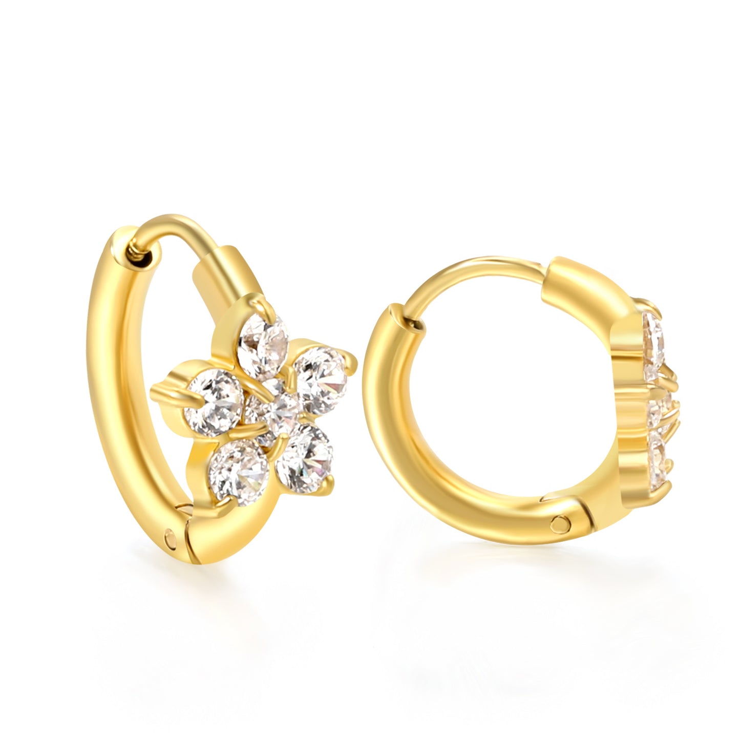 Cubic Zirconia Flower Huggies
