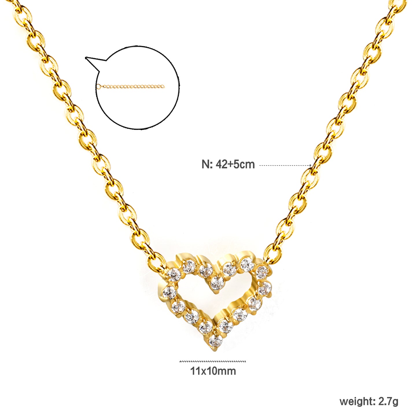 Cubic Zirconia Heart Necklace