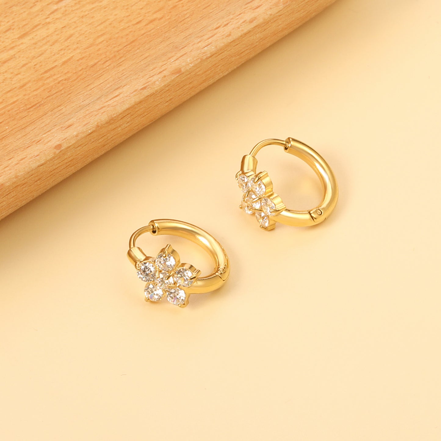 Cubic Zirconia Flower Huggies