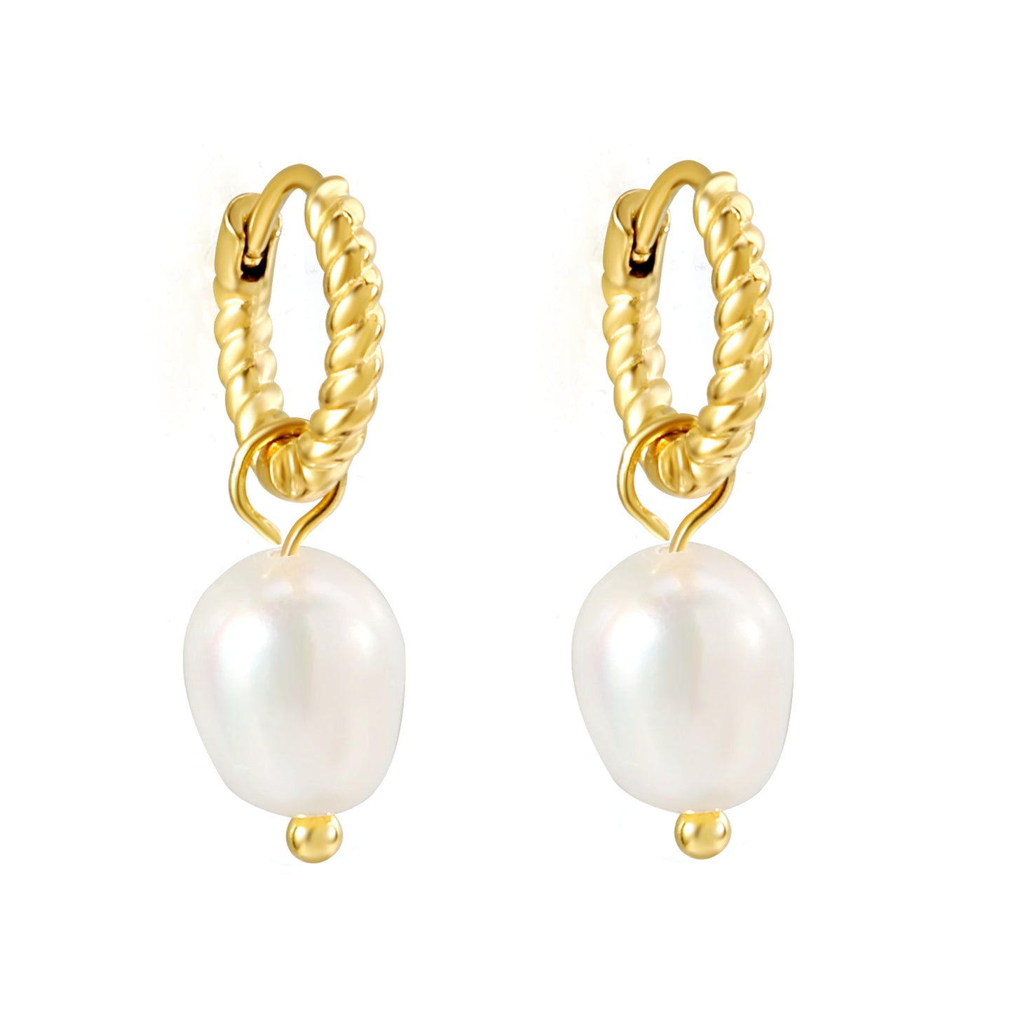Textured Freshwater Pearl Huggies