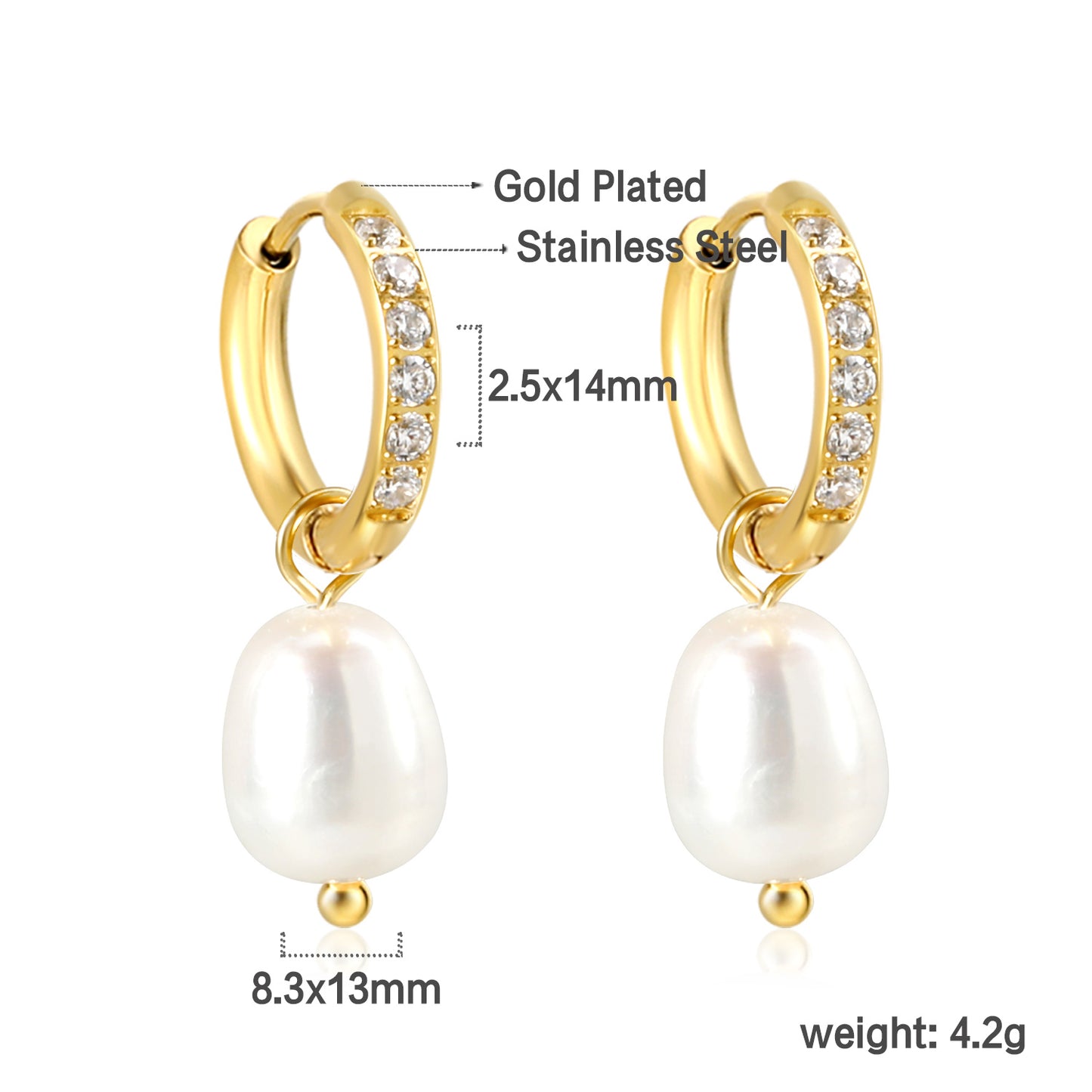 Freshwater Pearl with CZ Huggies