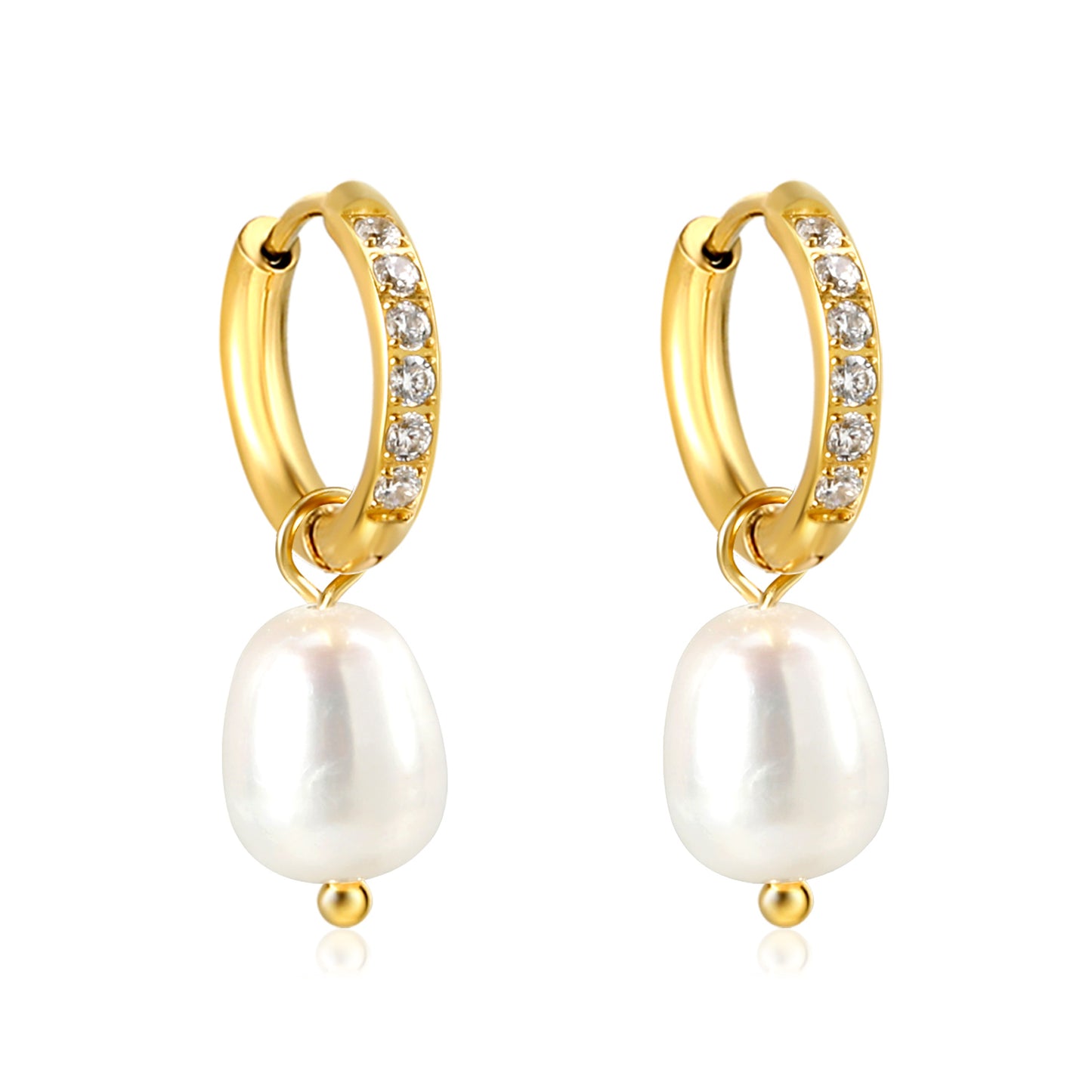 Freshwater Pearl with CZ Huggies