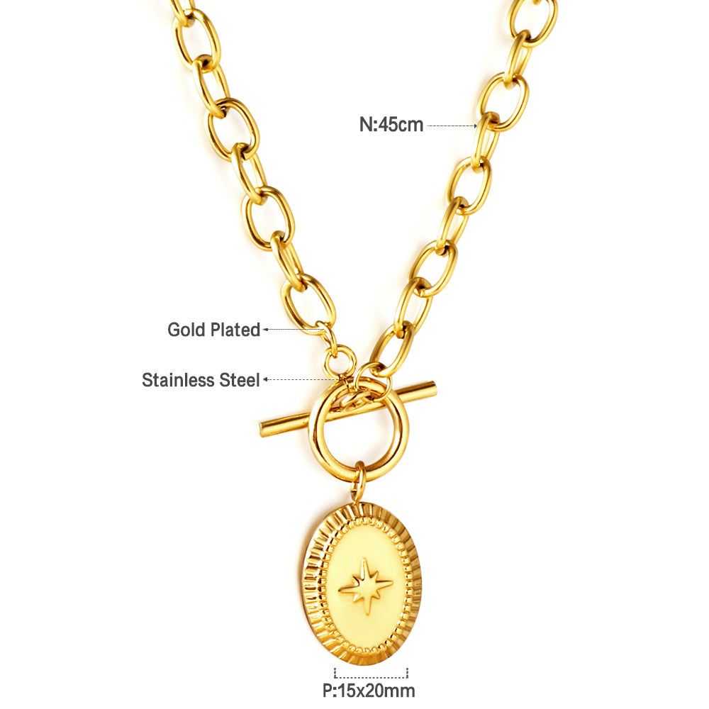 Starburst Oval Pendant Necklace