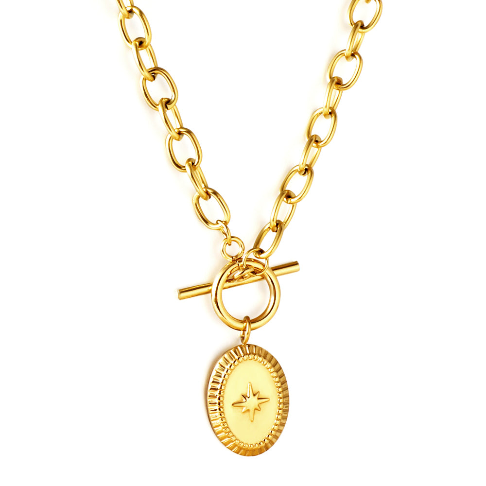 Starburst Oval Pendant Necklace