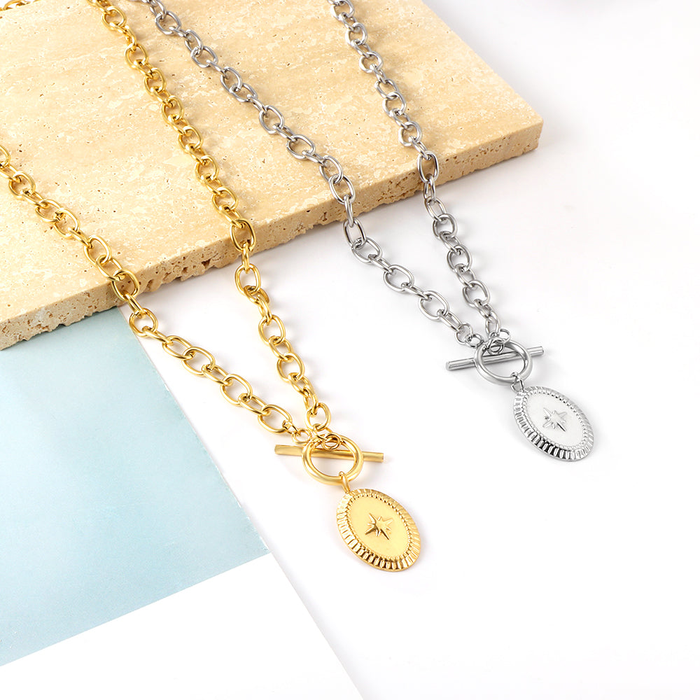 Starburst Oval Pendant Necklace