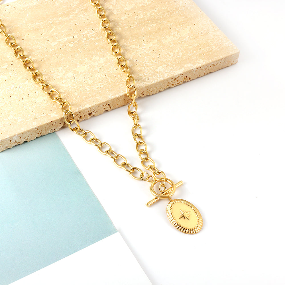 Starburst Oval Pendant Necklace