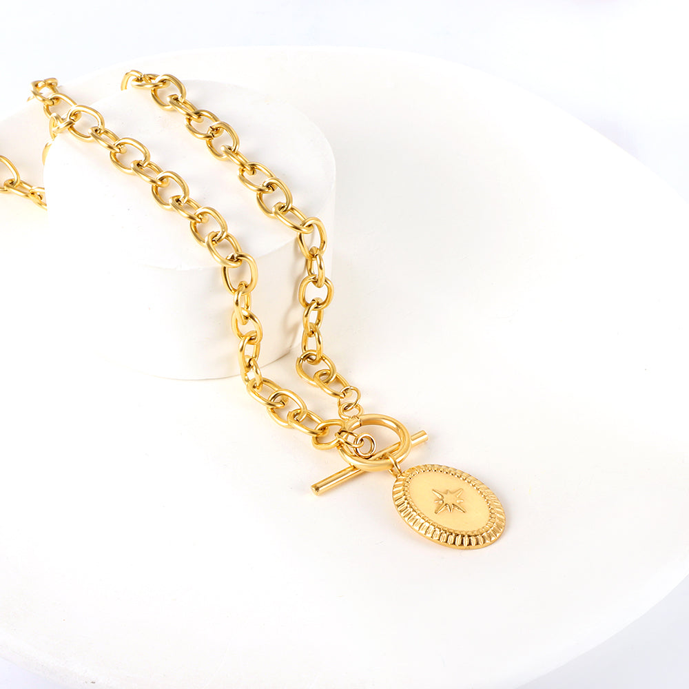 Starburst Oval Pendant Necklace