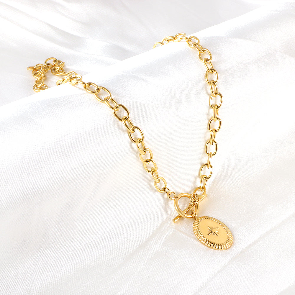 Starburst Oval Pendant Necklace