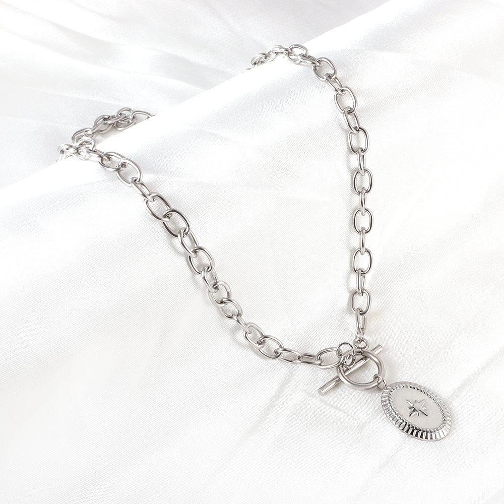 Starburst Oval Pendant Necklace