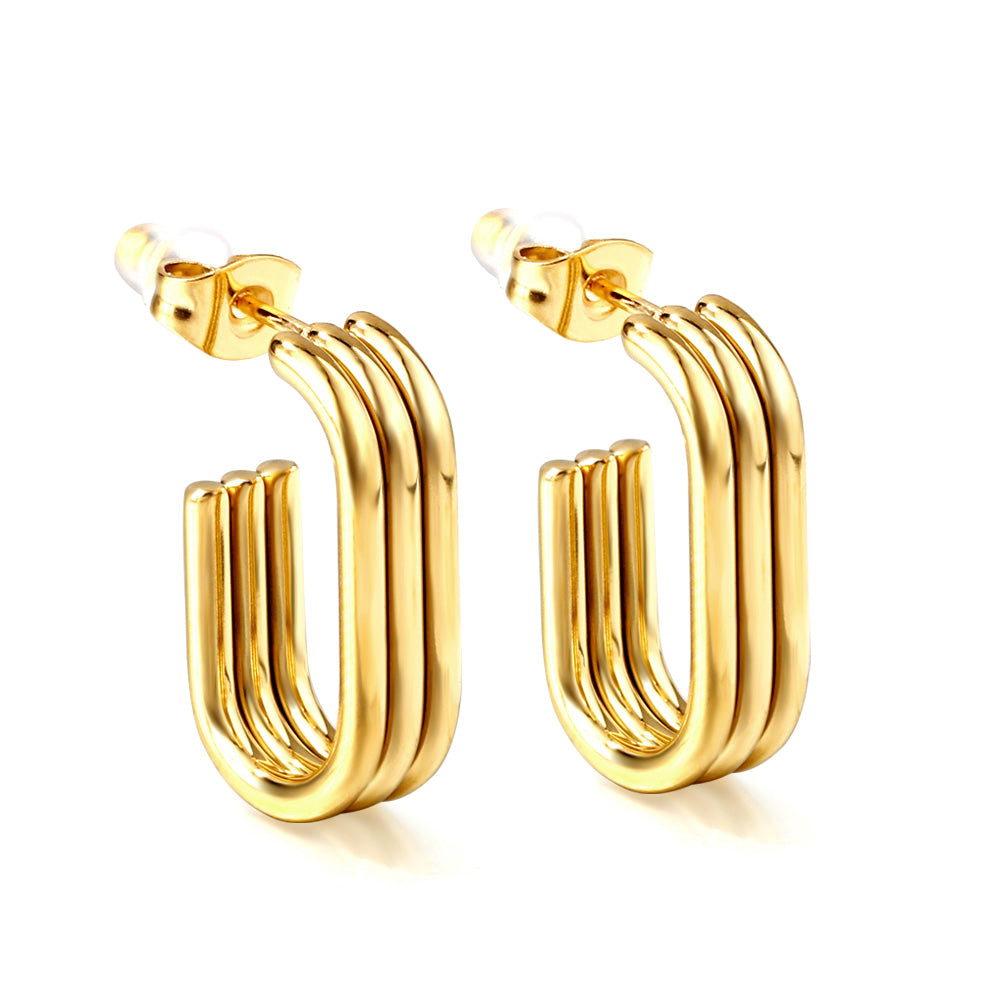 Triple-Layered Gold Hoop Earrings