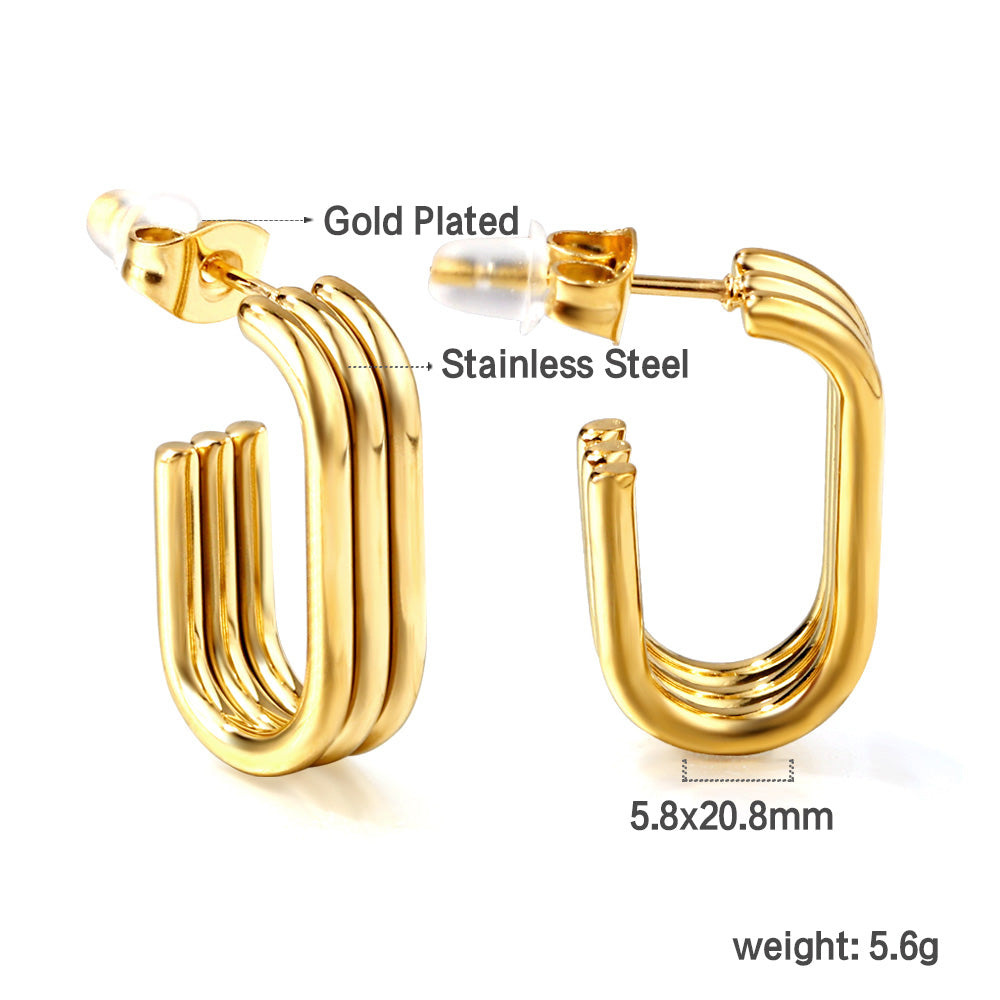Triple-Layered Gold Hoop Earrings