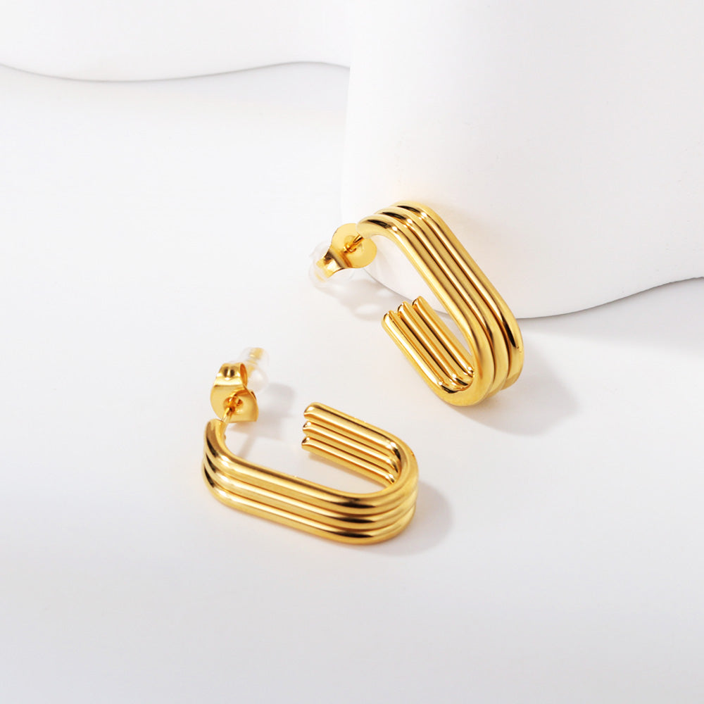 Triple-Layered Gold Hoop Earrings