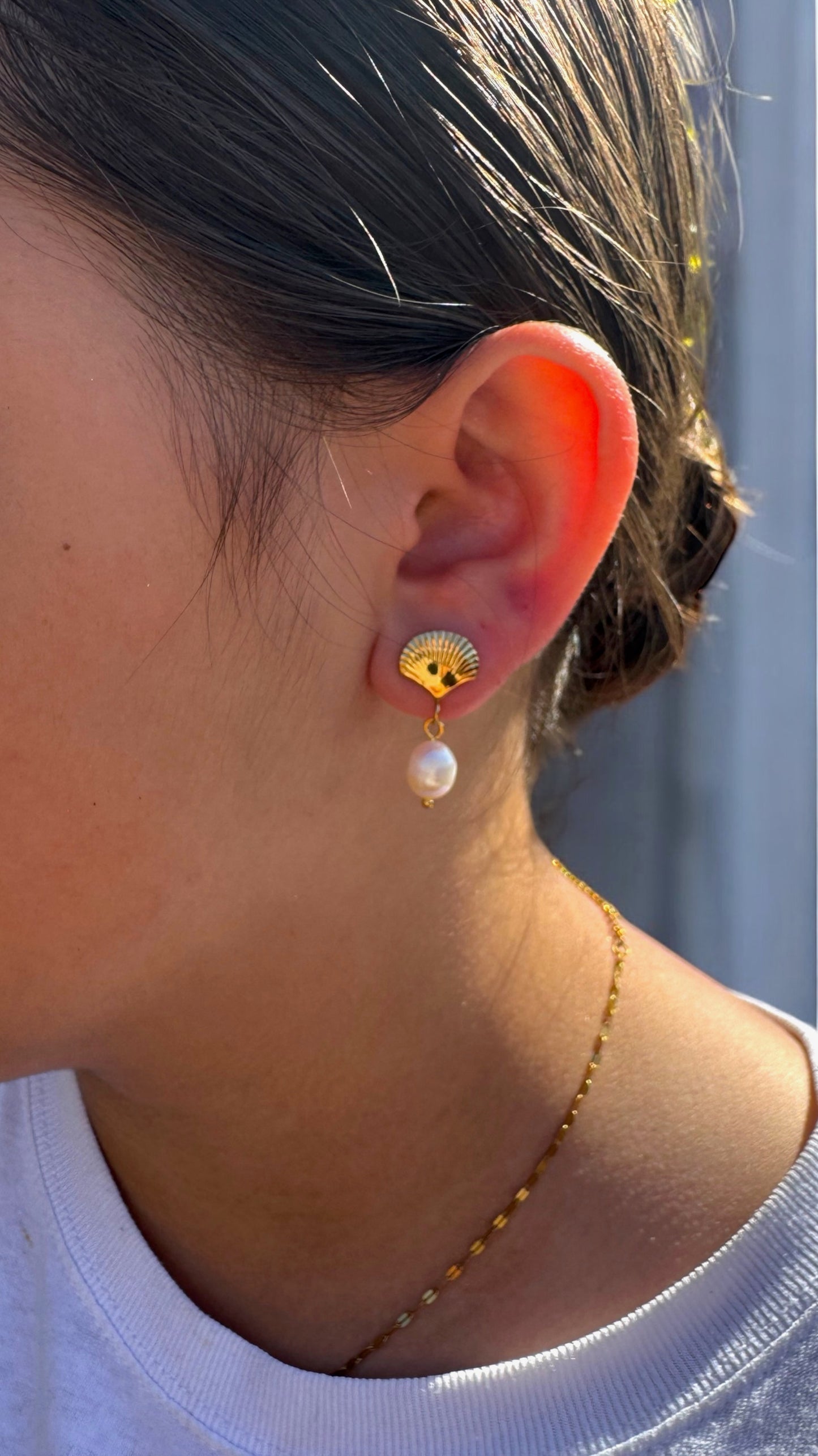 Shell and Pearl Earrings