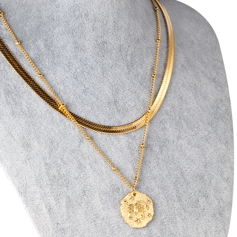 Double Chain Scorpion Pendant Necklace