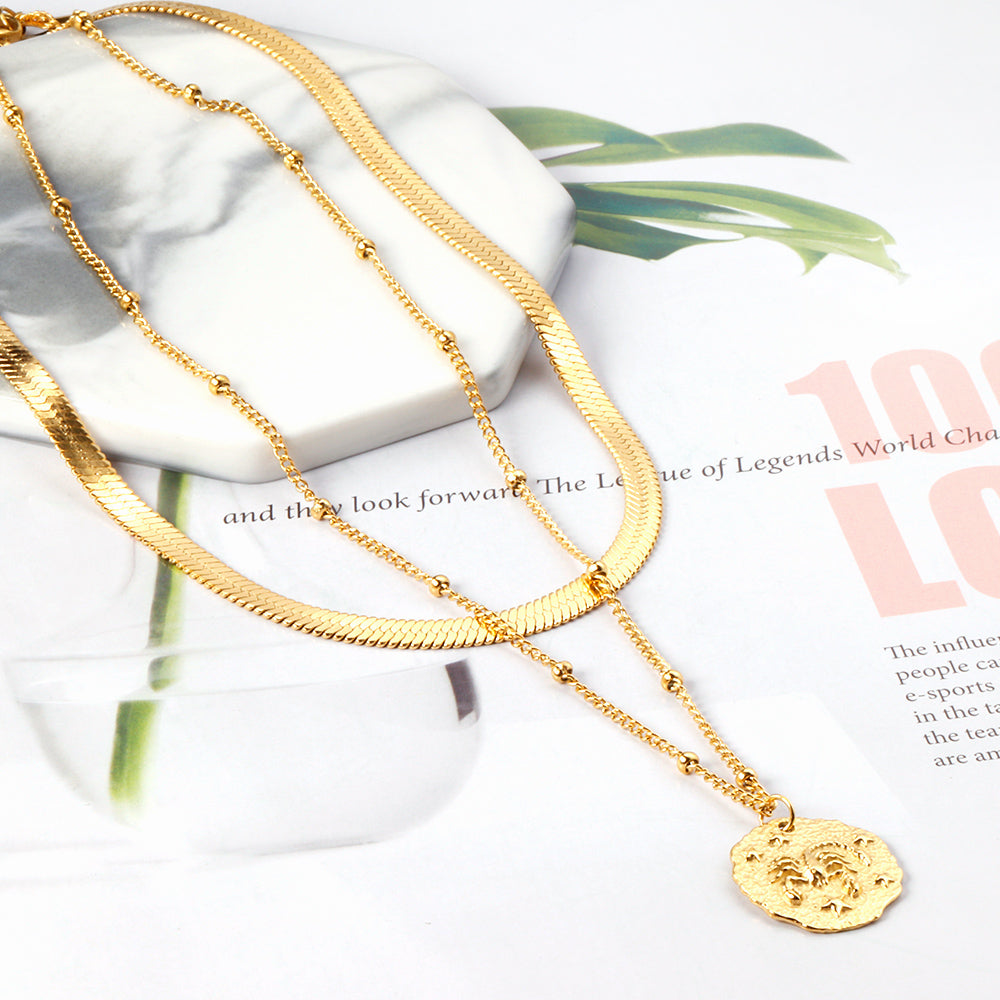 Double Chain Scorpion Pendant Necklace