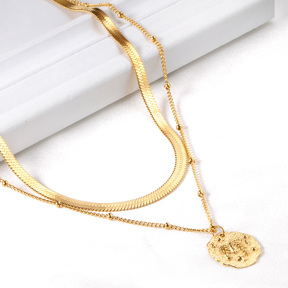 Double Chain Scorpion Pendant Necklace