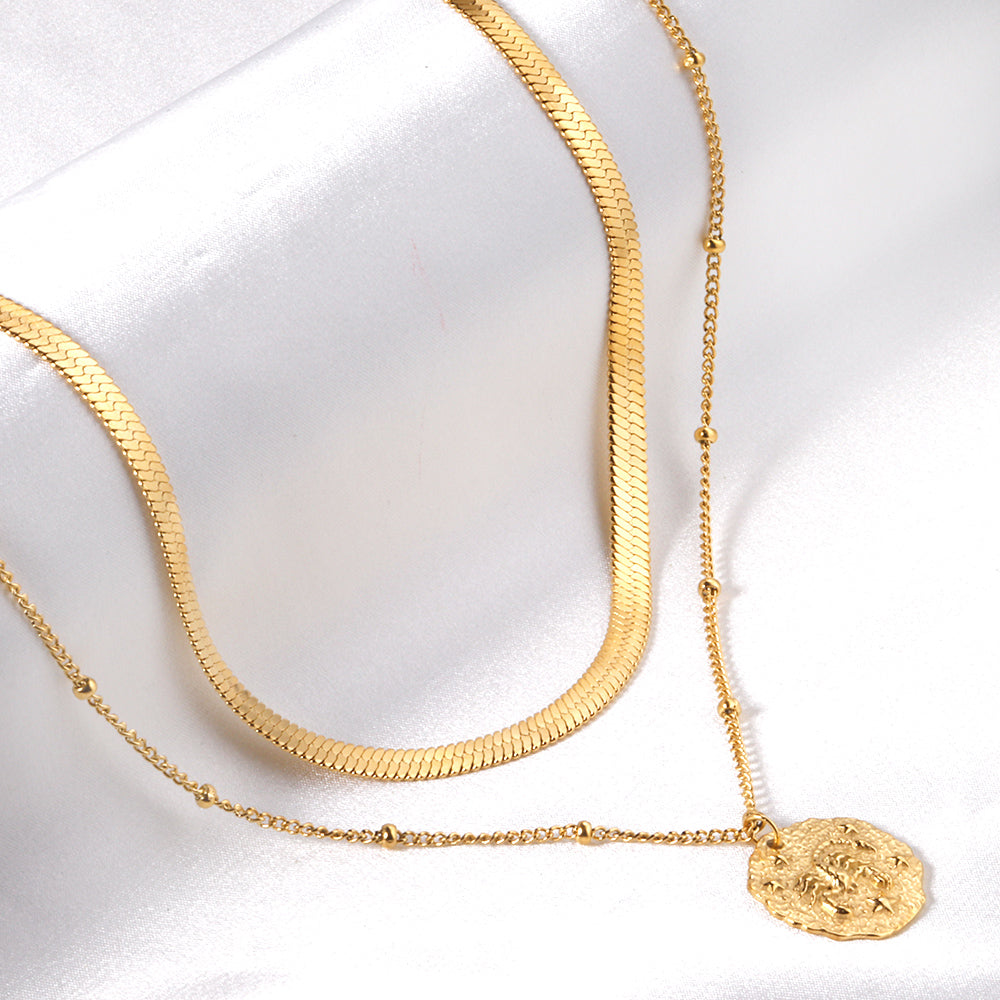 Double Chain Scorpion Pendant Necklace