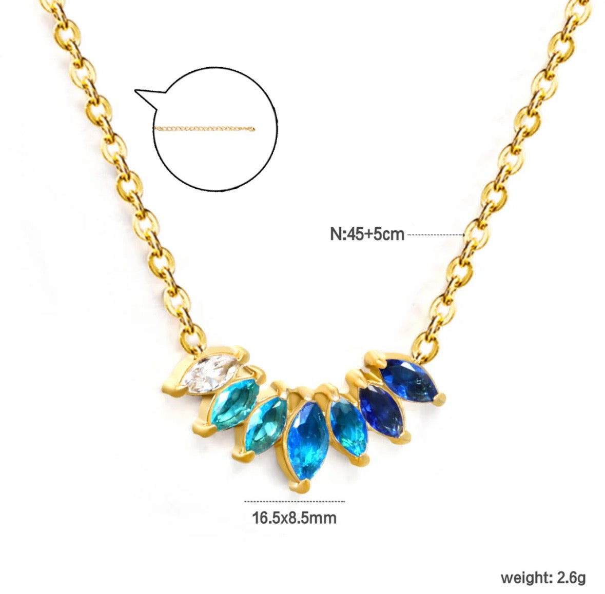 Gold Marquise-Cut Zirconia Necklace