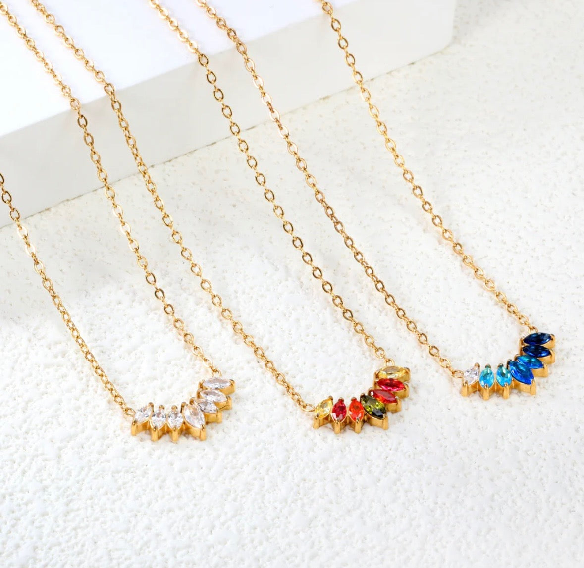 Gold Marquise-Cut Zirconia Necklace