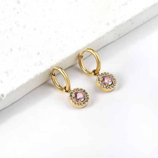 Pink Cubic Zirconia Huggies