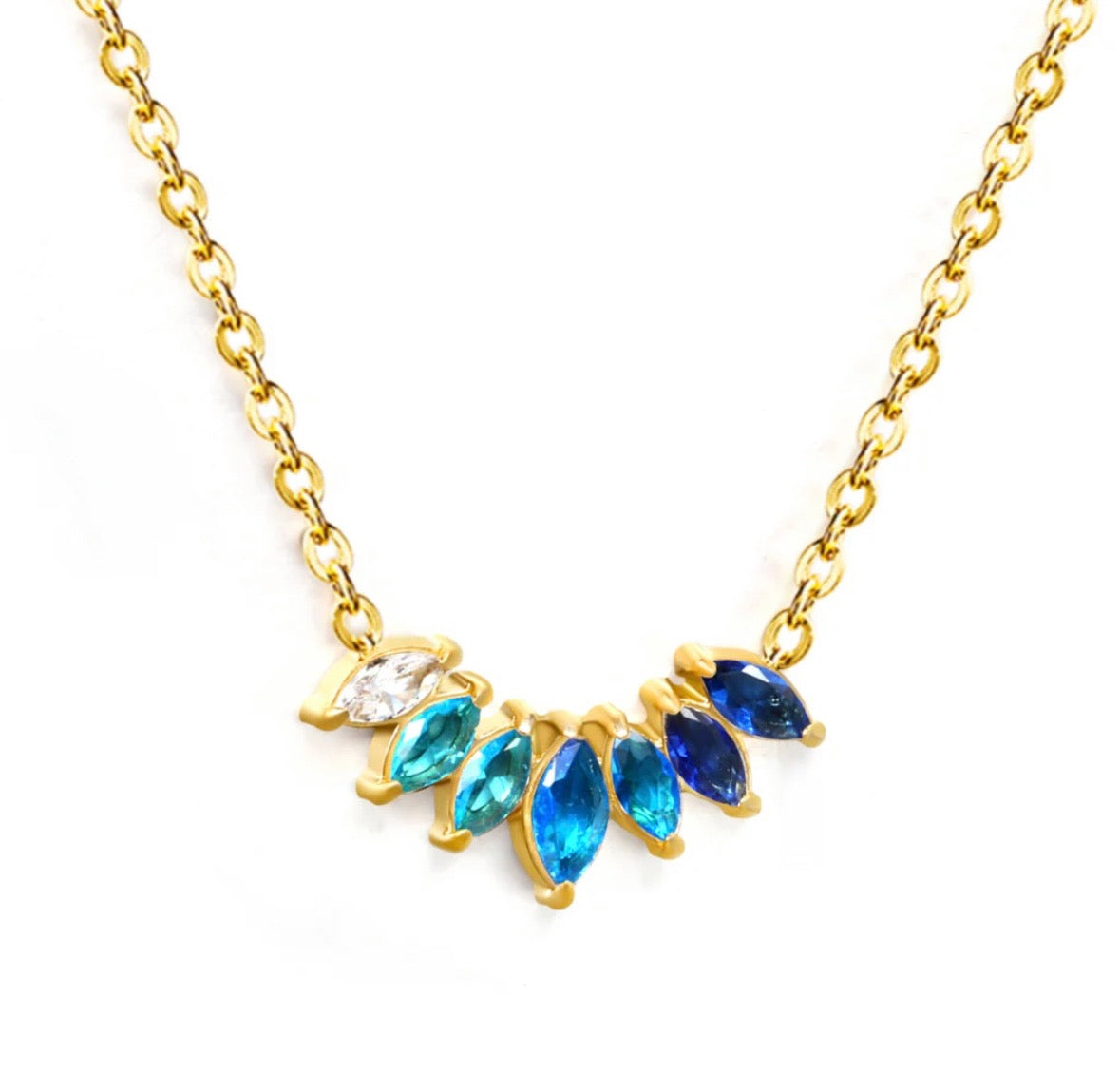 Gold Marquise-Cut Zirconia Necklace