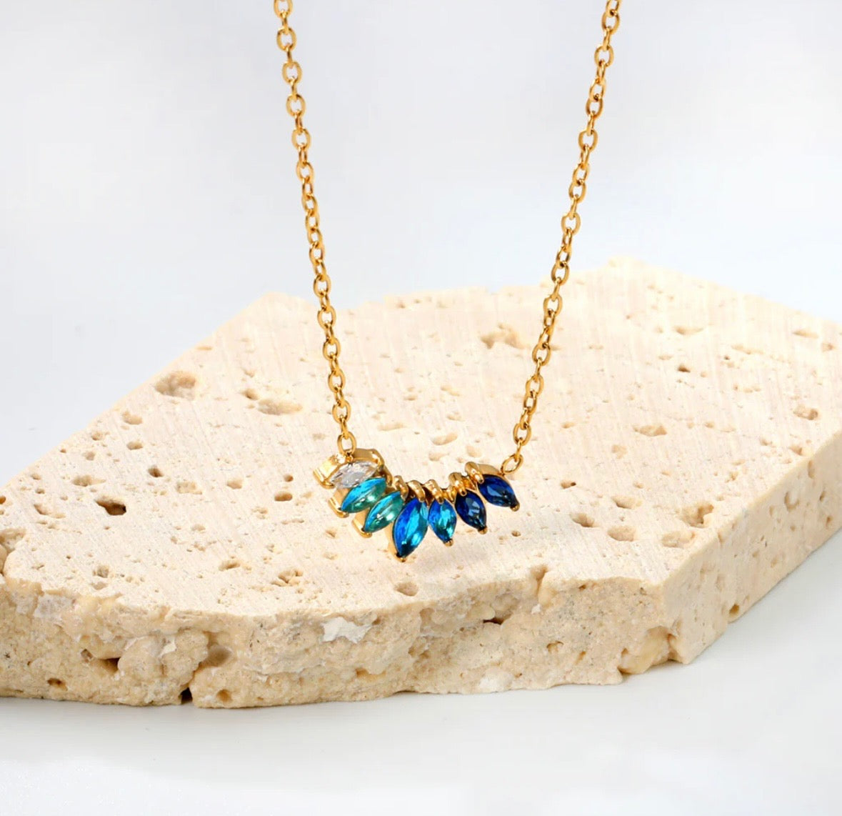 Gold Marquise-Cut Zirconia Necklace