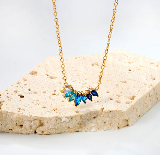 Gold Marquise-Cut Zirconia Necklace