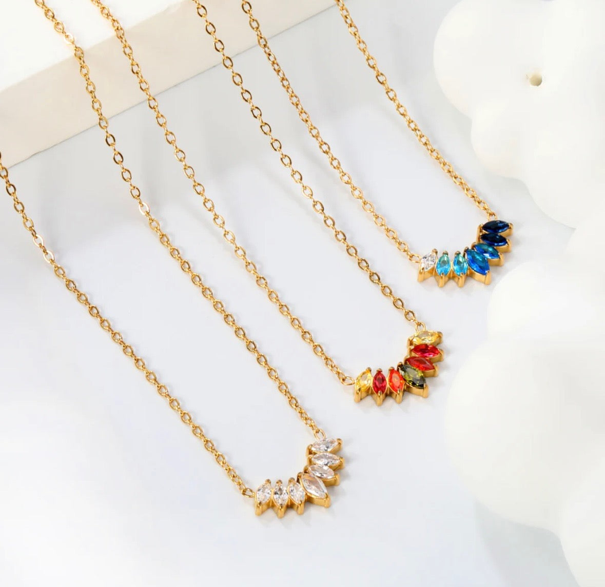 Gold Marquise-Cut Zirconia Necklace