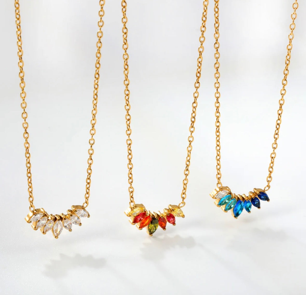 Gold Marquise-Cut Zirconia Necklace