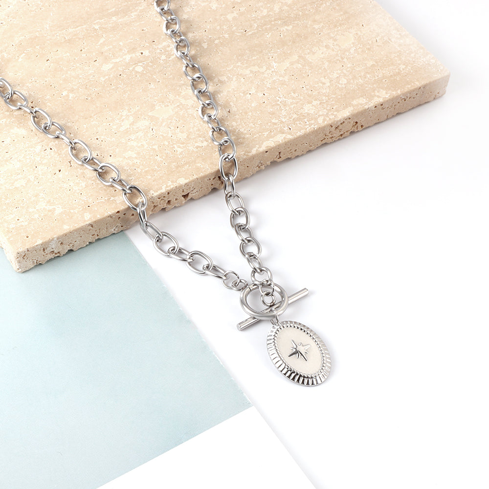 Starburst Oval Pendant Necklace