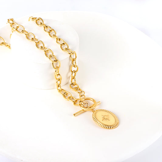 Starburst Oval Pendant Necklace