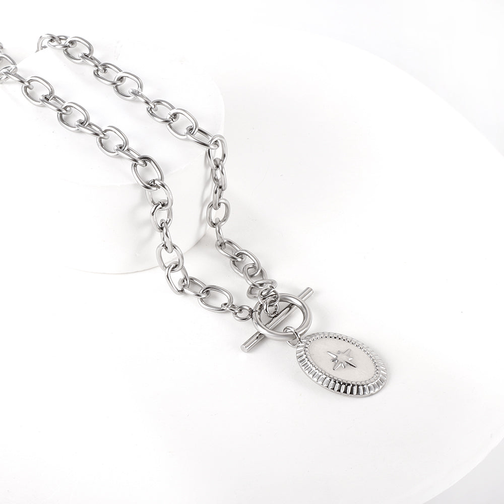 Starburst Oval Pendant Necklace