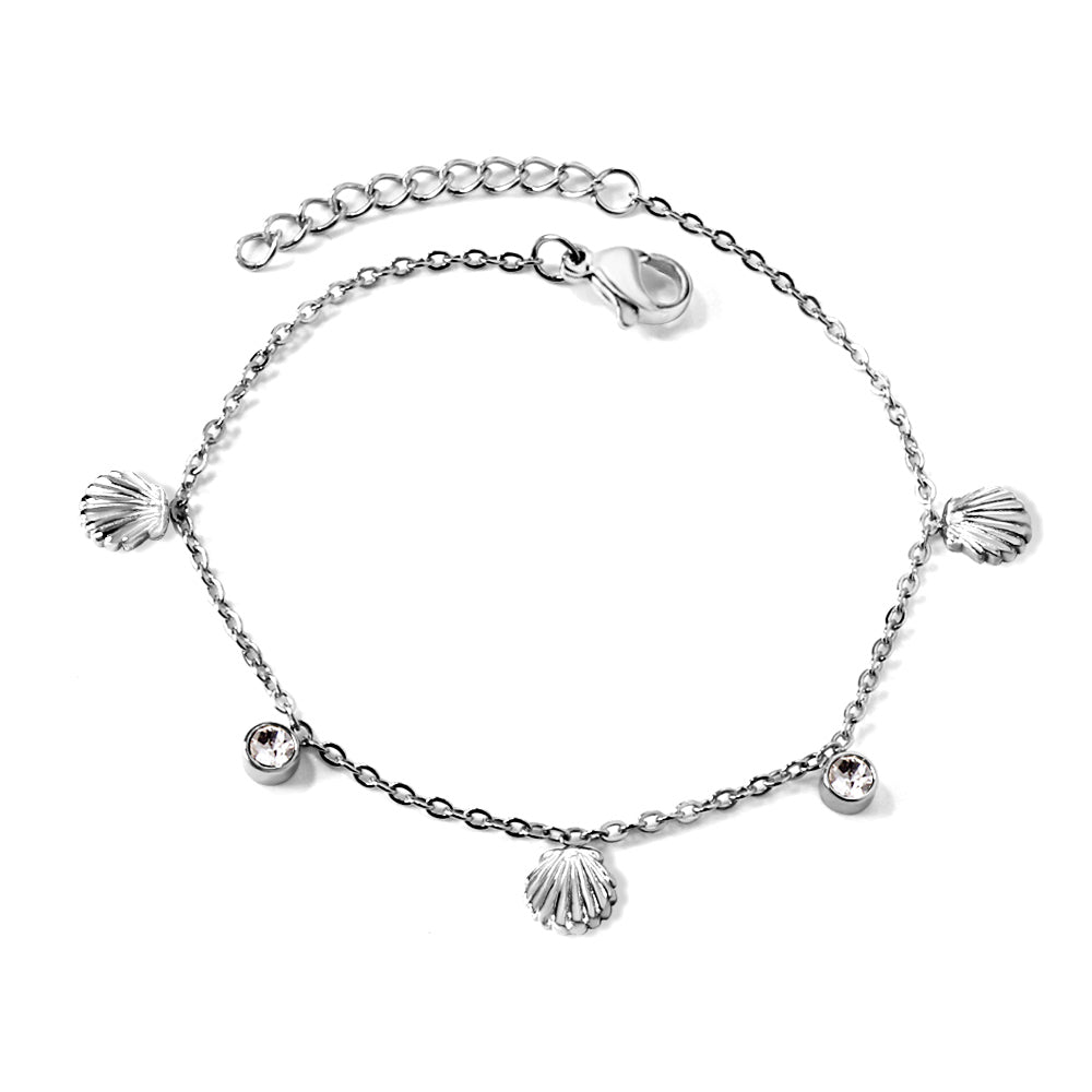 Sea Shells and CZ Bracelet