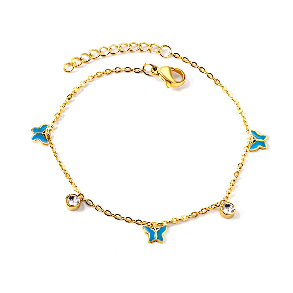 CZ and Butterfly Charm Bracelet