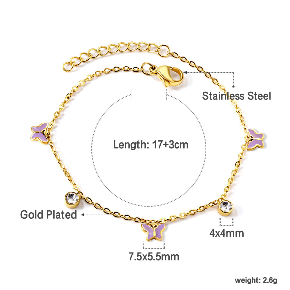 CZ and Butterfly Charm Bracelet