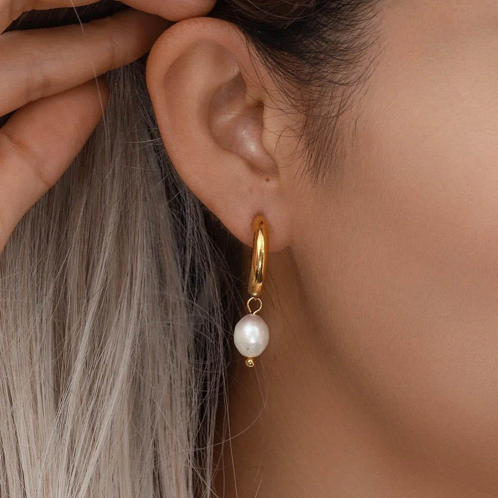 Freshwater Pearl Hoops