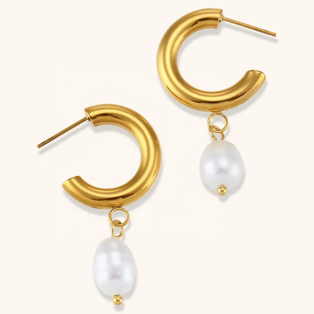 Freshwater Pearl Hoops