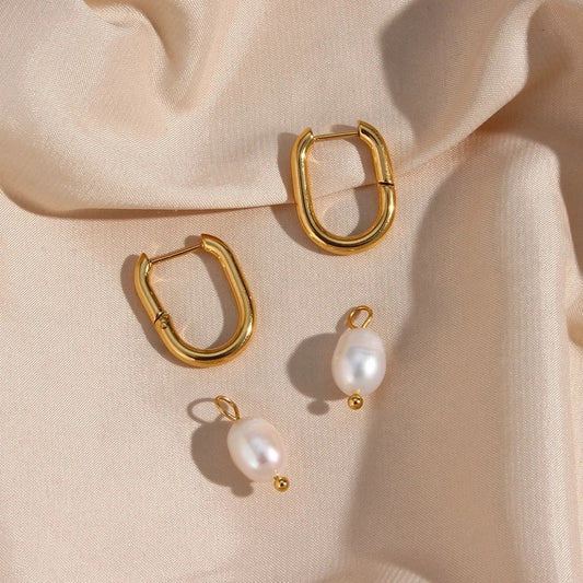 Freshwater Pearl Large Hoops