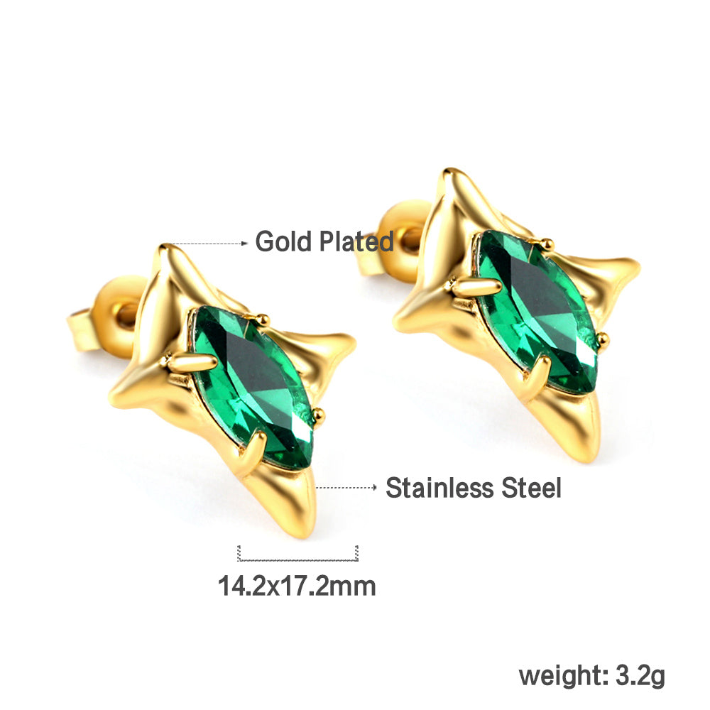 Emerald Green Star CZ Studs