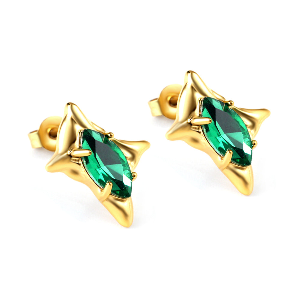 Emerald Green Star CZ Studs