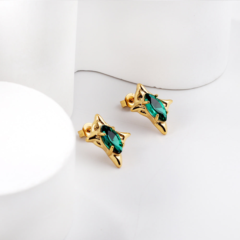 Emerald Green Star CZ Studs