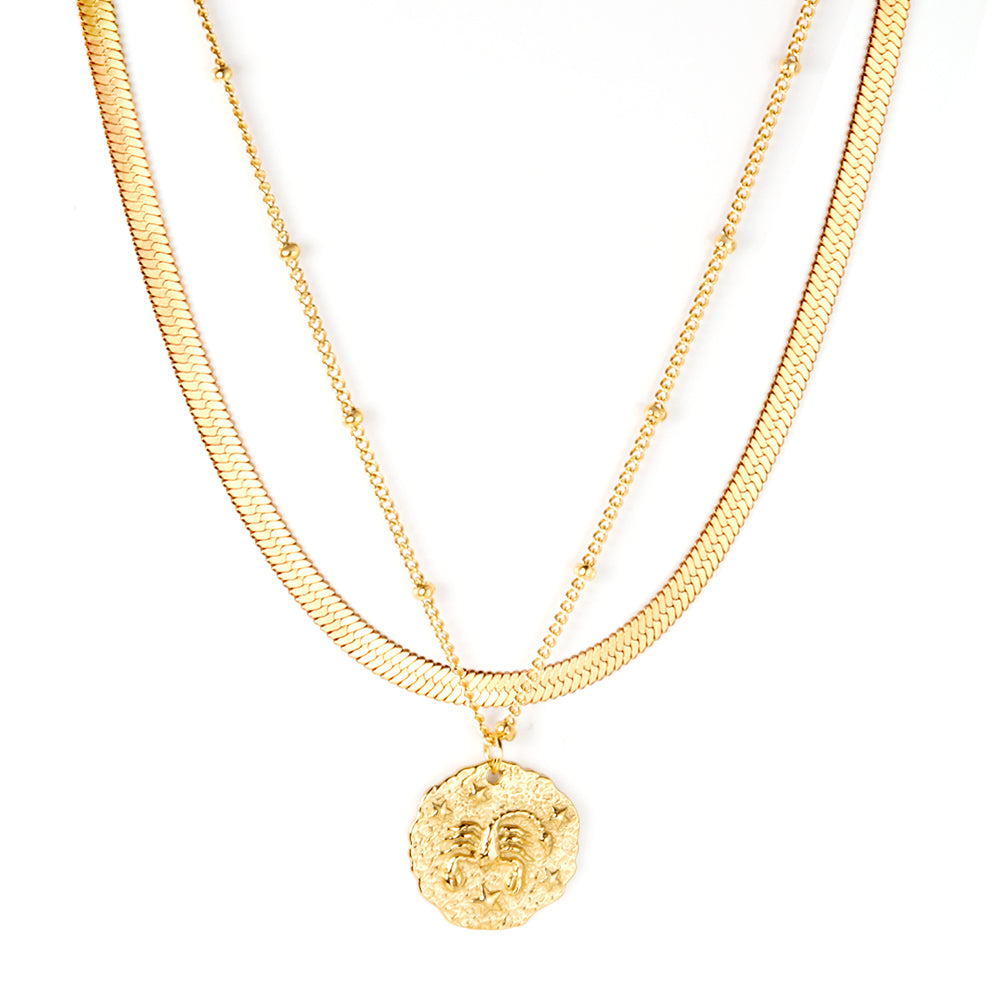 Double Chain Scorpion Pendant Necklace